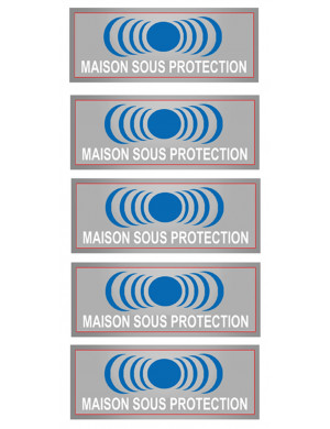 Maison sous protection (5 fois 7x2.5cm) - Sticker/autocollant