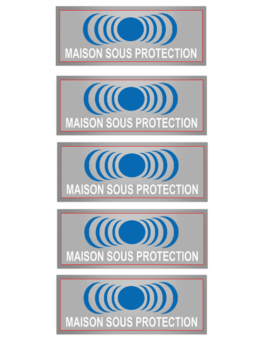 Maison sous protection (5 fois 7x2.5cm) - Sticker/autocollant