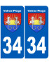 immatriculation 34 Valras-Plage - Sticker/autocollant