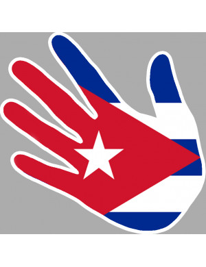 Drapeau main Cubaine - 15x15cm - Sticker/autocollant