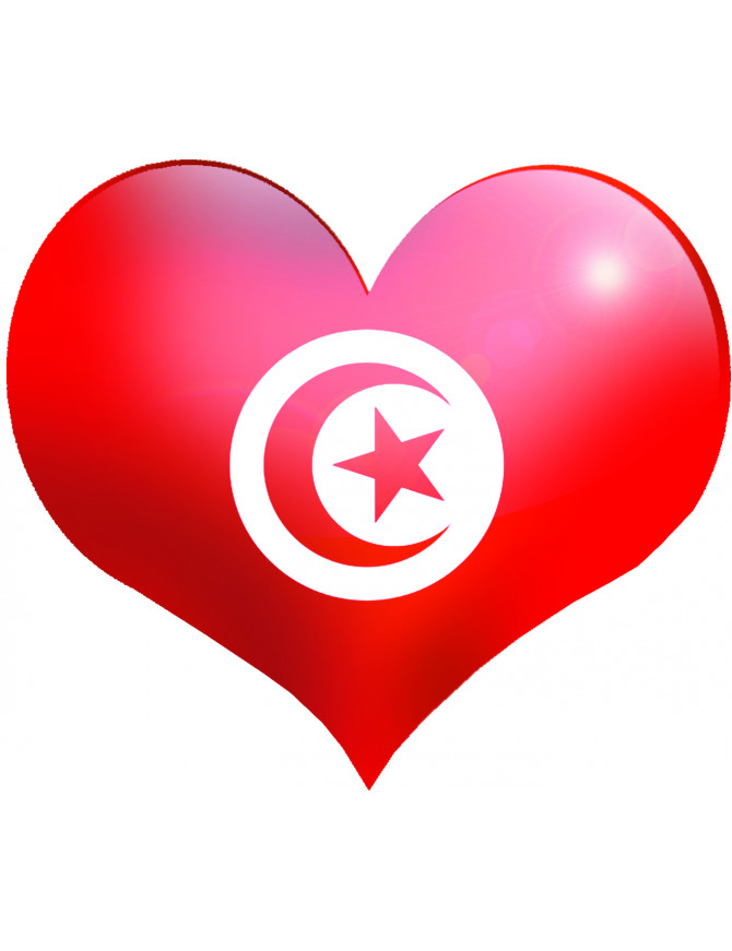 Coeur Tunisie - 5x4.3cm - Sticker/autocollant