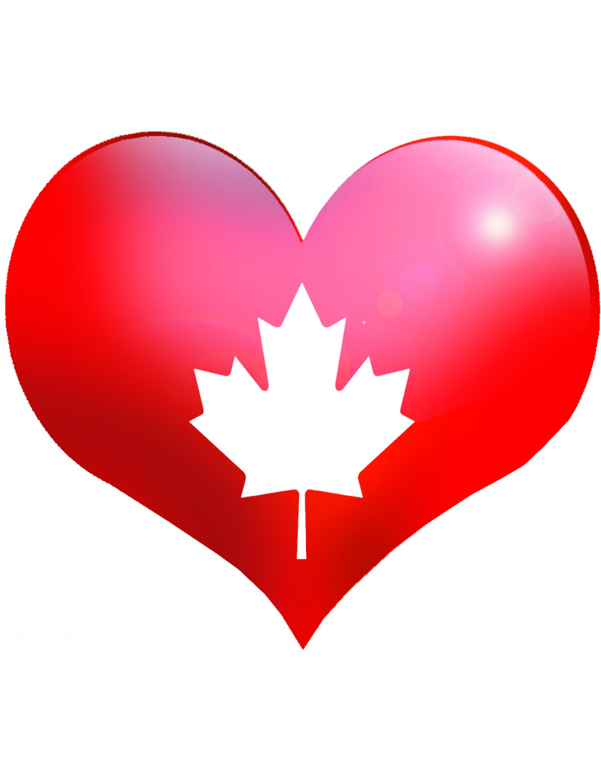 Coeur Canada - 11.5x10cm - Sticker/autocollant