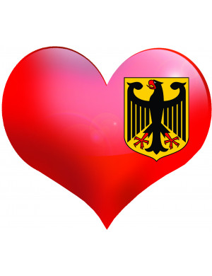 Coeur Allemagne - 11.5x10cm - Sticker/autocollant