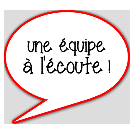 une équipe à l'écoute - 10x9cm - sticker/autocollant