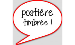 postière timbrée - 10x9cm - sticker/autocollant