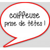 coiffeuse prise de tête - 10x9cm - sticker/autocollant