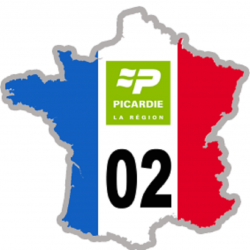 FRANCE 02 Picardie - 5x5cm - Sticker/autocollant