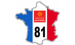 FRANCE 81 Midi Pyrénées - 20x20cm - Sticker/autocollant