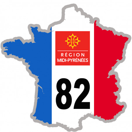 FRANCE 82 Midi Pyrénées - 5x5cm - Sticker/autocollant