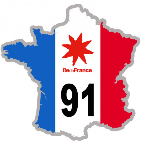 FRANCE 91 Ile de France - 5x5cm - Sticker/autocollant