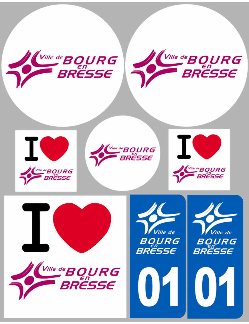 Ville Bourg en Bresse (8 autocollants variés) - Sticker/autocollant