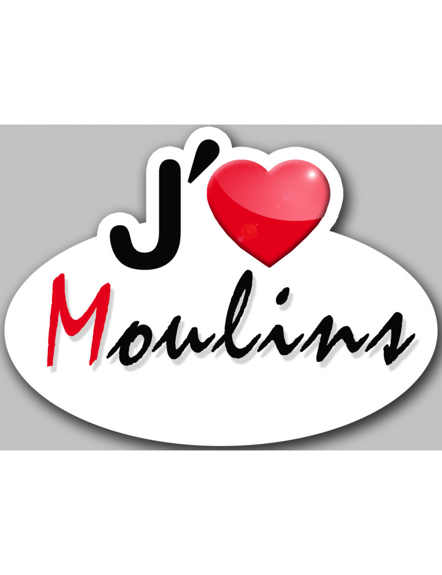 j'aime Moulins (5x3.7cm) - Sticker/autocollant