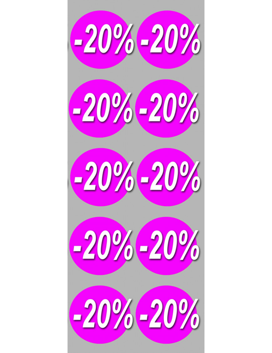 Soldes remise 20% rond (10 fois 5cm) - Sticker/autocollant