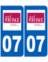 immatriculation 07 Privas - Sticker/autocollant