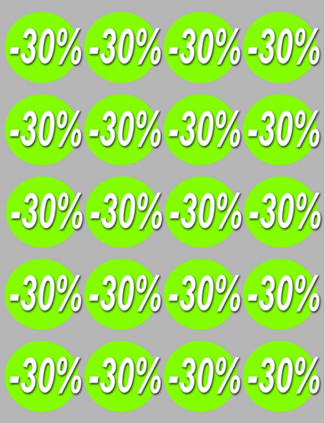 Soldes remise 30% rond (20 fois 5cm) - Sticker/autocollant