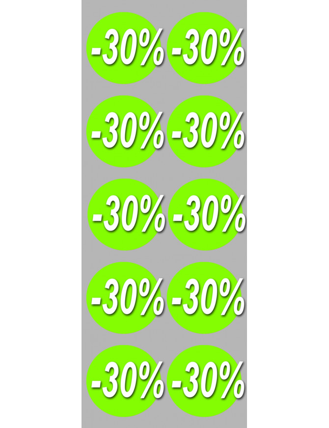 Soldes remise 30% rond (10 fois 5cm) - Sticker/autocollant