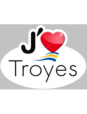 j'aime Troyes (5x3.5cm) - Sticker/autocollant