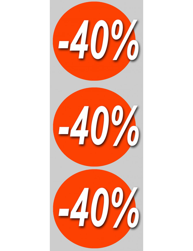 Soldes remise 40% (3 fois 10cm) - Sticker/autocollant