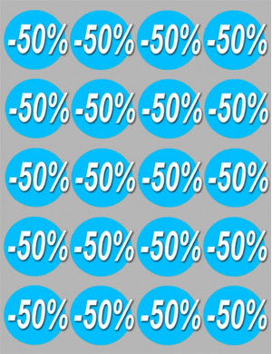 Soldes remise 50% (20 fois 5cm) - Sticker/autocollant