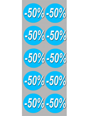 Soldes remise 50% (10 fois 5cm) - Sticker/autocollant