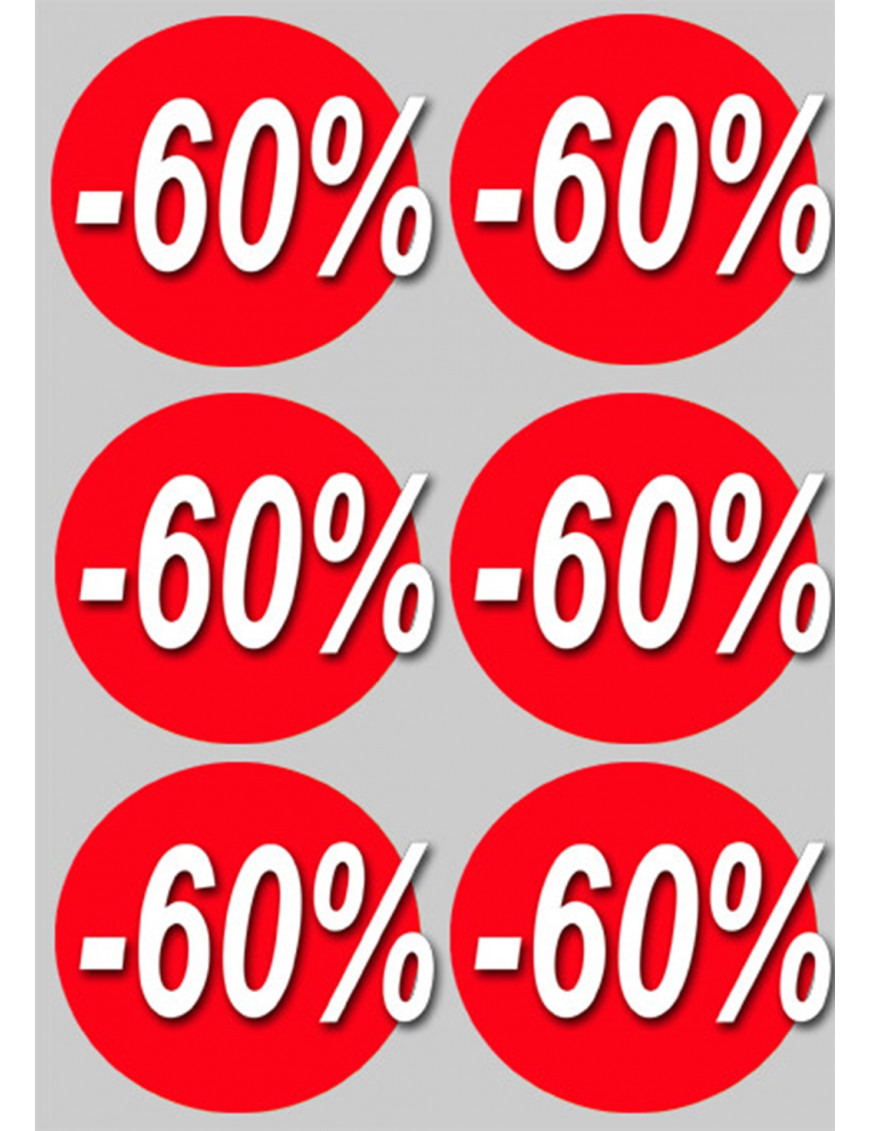 Soldes remise 60% (6 fois 10cm) - Sticker/autocollant