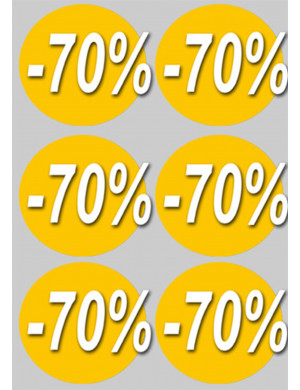 Soldes remise 70% (6 fois 10cm)  - Sticker/autocollant