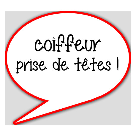 coiffeur prise de tête - 10x9cm - sticker/autocollant