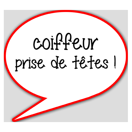 coiffeur prise de tête - 10x9cm - sticker/autocollant