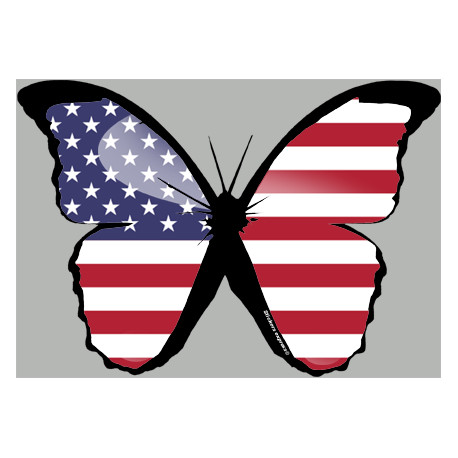 effet papillon USA - 10x7cm - Sticker/autocollant