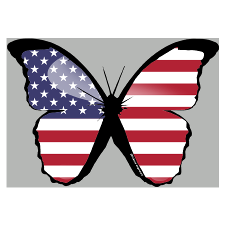 effet papillon USA - 10x7cm - Sticker/autocollant