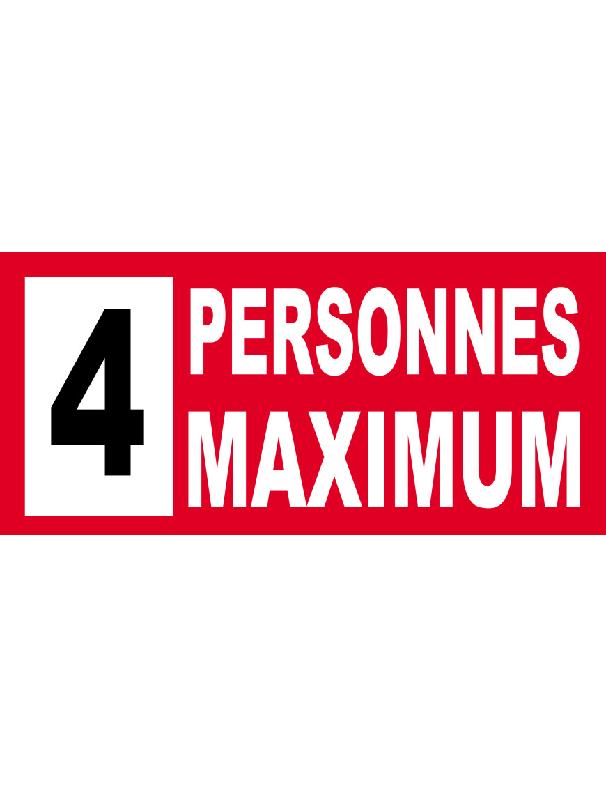 4 personnes maximum - 30X14cm - Sticker/autocollant