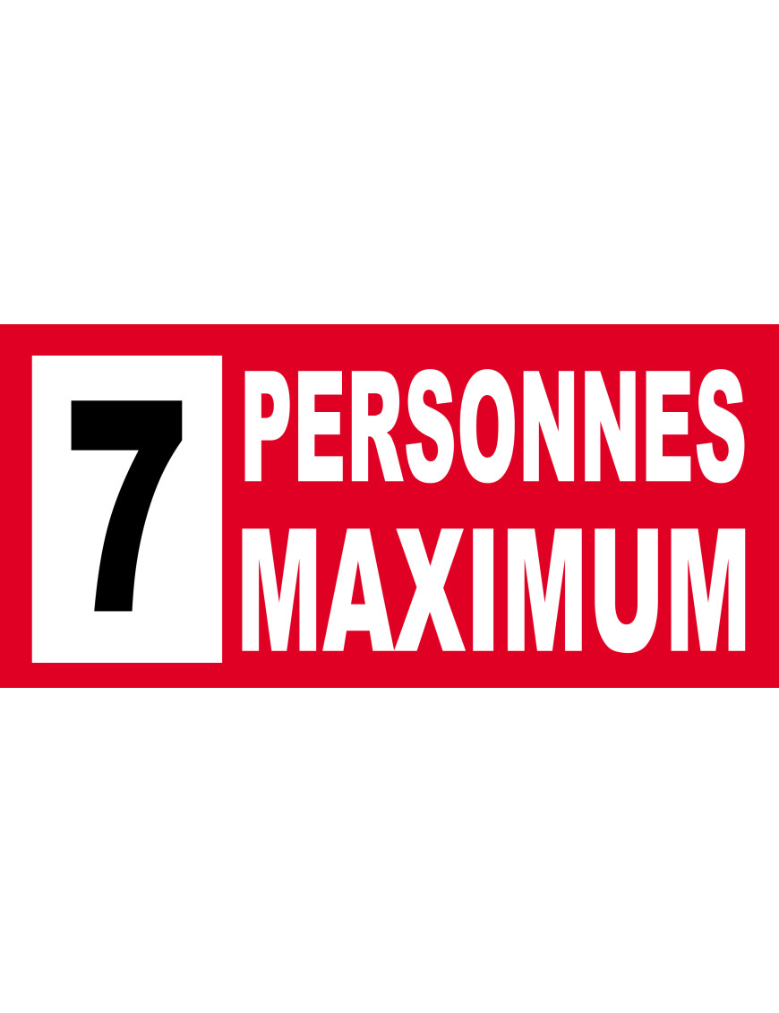 7 personnes maximum - 30X14cm - Sticker/autocollant