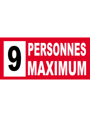 9 personnes maximum - 30X14cm - Sticker/autocollant