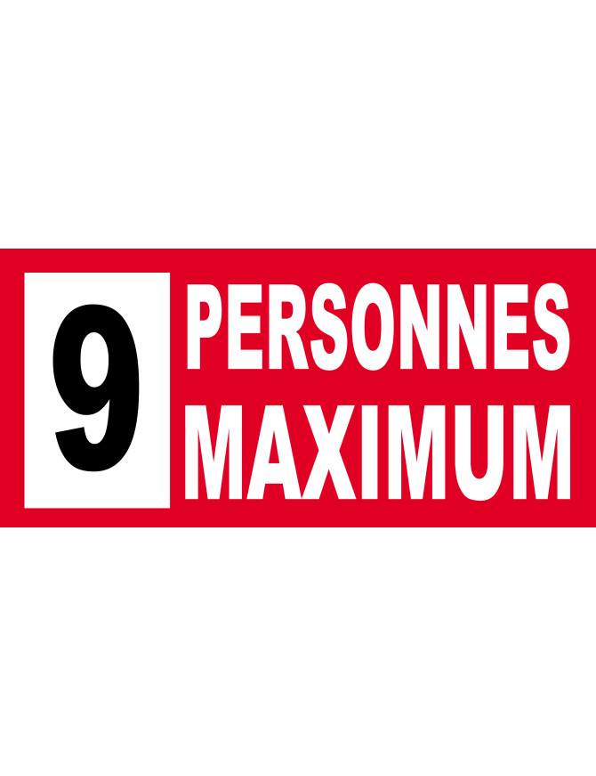 9 personnes maximum - 20X9cm - Sticker/autocollant