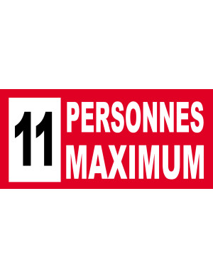 11 personnes maximum - 20X9cm - Sticker/autocollant