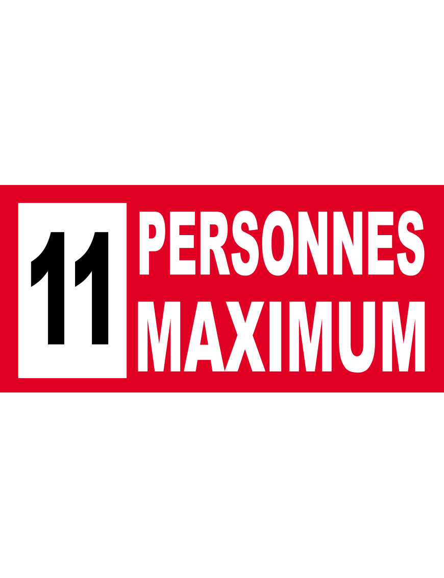 11 personnes maximum - 10X4.5cm - Sticker/autocollant