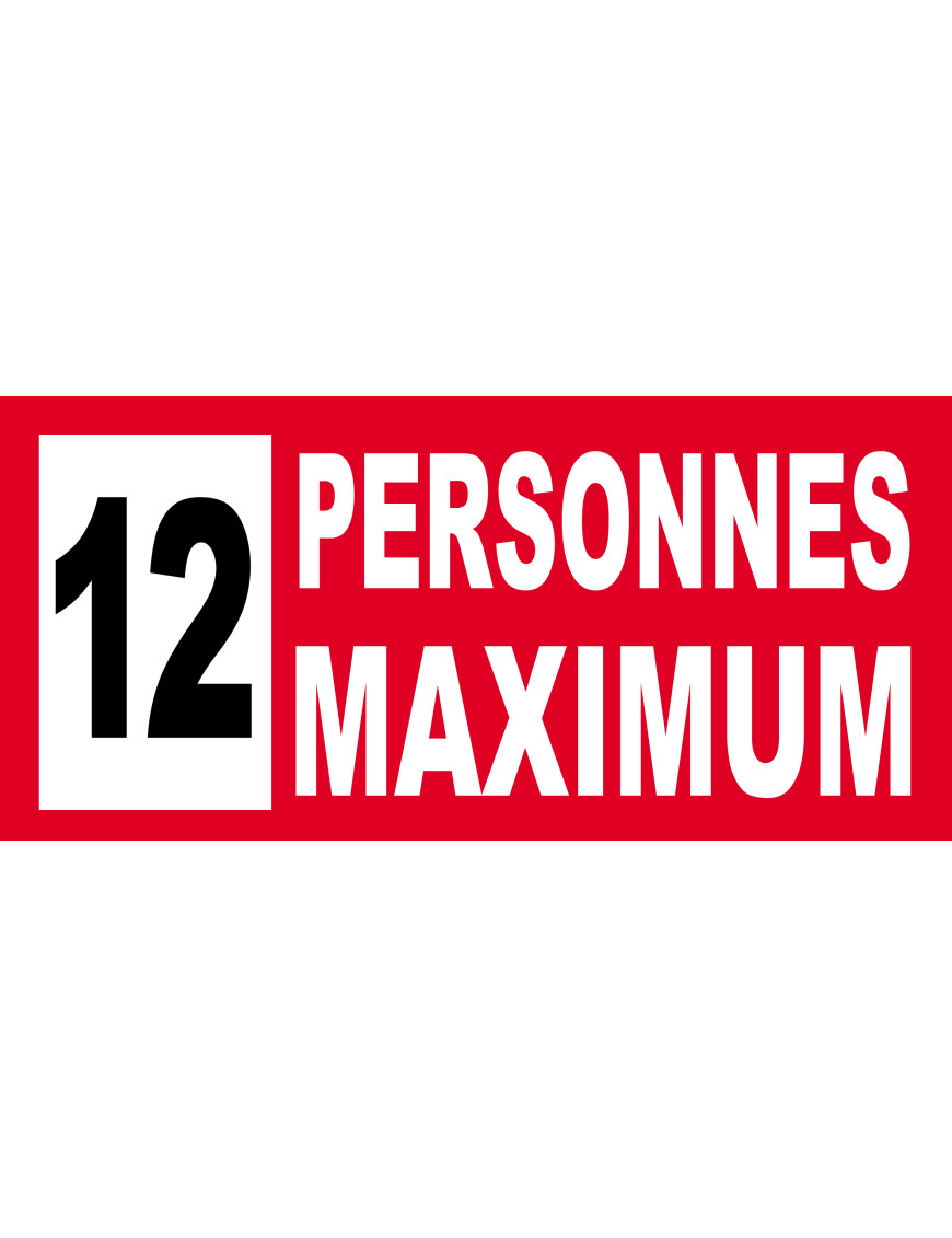 12 personnes maximum - 20X9cm - Sticker/autocollant