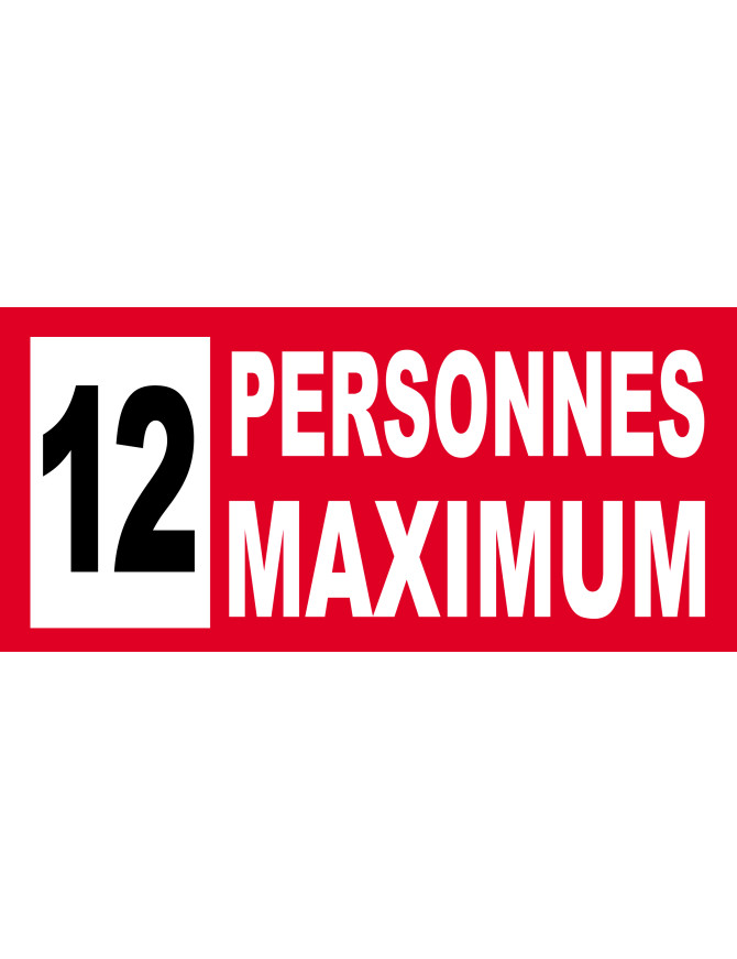 12 personnes maximum - 20X9cm - Sticker/autocollant