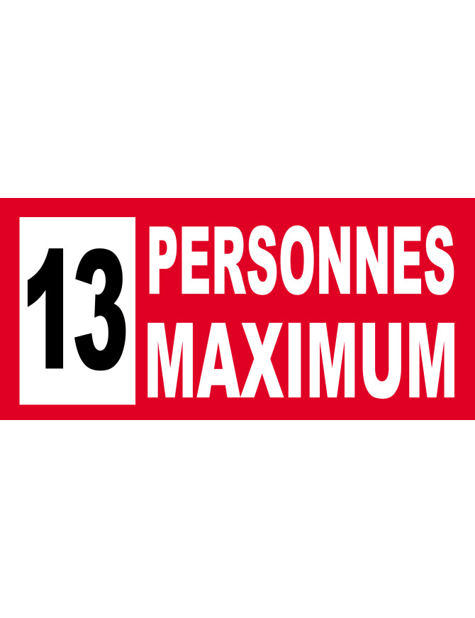 13 personnes maximum - 30X14cm - Sticker/autocollant