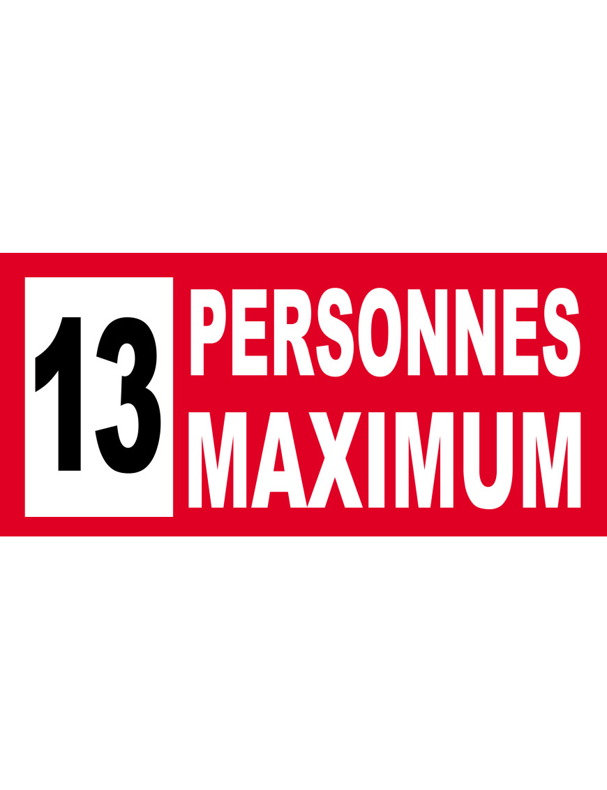 13 personnes maximum - 20X9cm - Sticker/autocollant