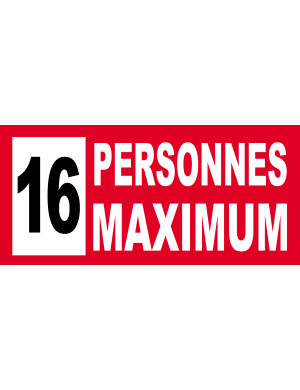 16 personnes maximum - 20X9cm - Sticker/autocollant