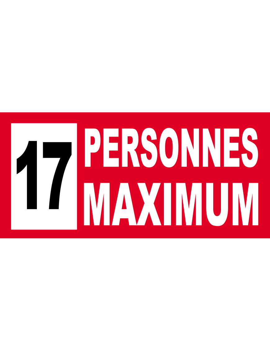 17 personnes maximum - 30X14cm - Sticker/autocollant