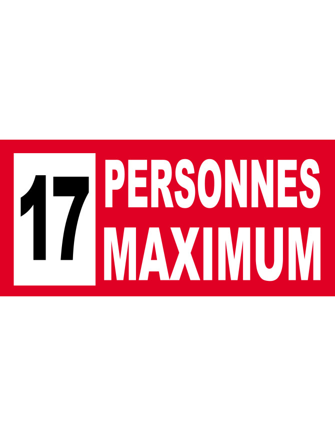 17 personnes maximum - 20X9cm - Sticker/autocollant