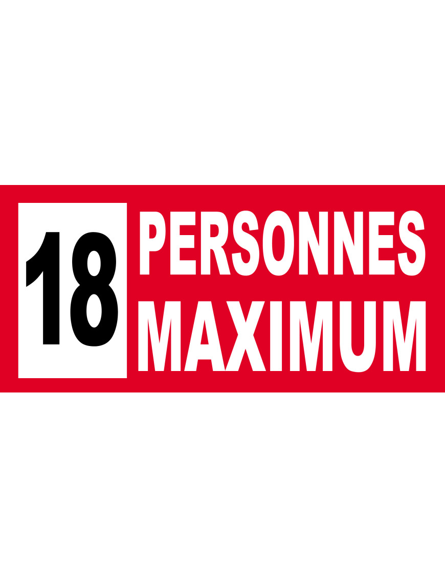 18 personnes maximum - 10X4.5cm - Sticker/autocollant