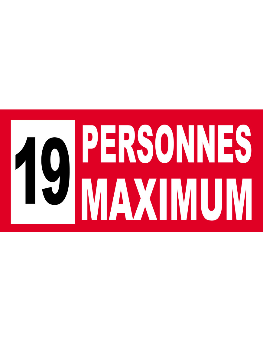 19 personnes maximum - 10X4.5cm - Sticker/autocollant