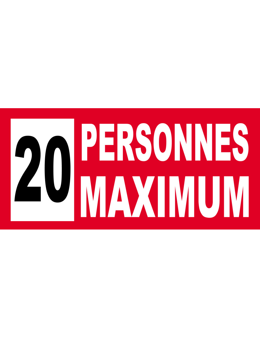 20 personnes maximum - 30X14cm - Sticker/autocollant