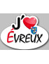 j'aime Évreux - 15x11cm - Sticker/autocollant