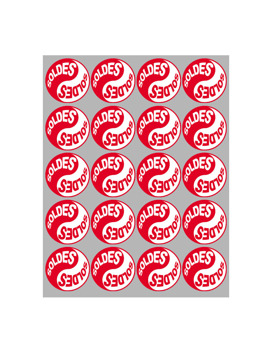 Série YIN YANG SOLDES rouge (20 stickers 5x5cm) - Sticker/autocollant