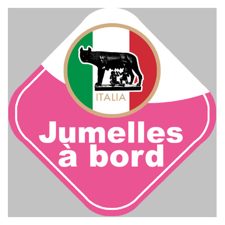 bébé à bord jumelles Italienne  - 10cm - Sticker/autocollant