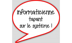 informaticienne tapant sur le système - 15x13,5cm - sticker/autocollant